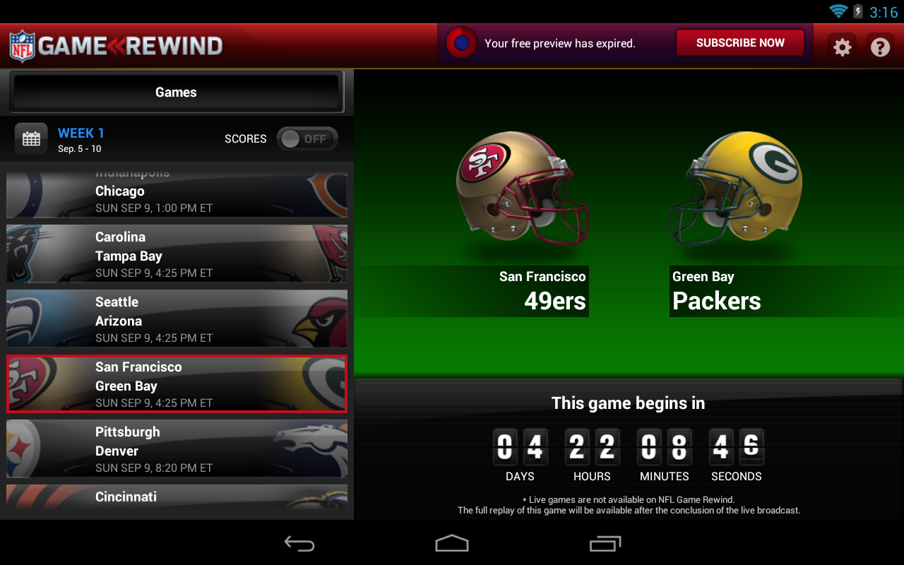NFL Game Rewind for Tablets - Watch All Post-Air Grid Iron Action