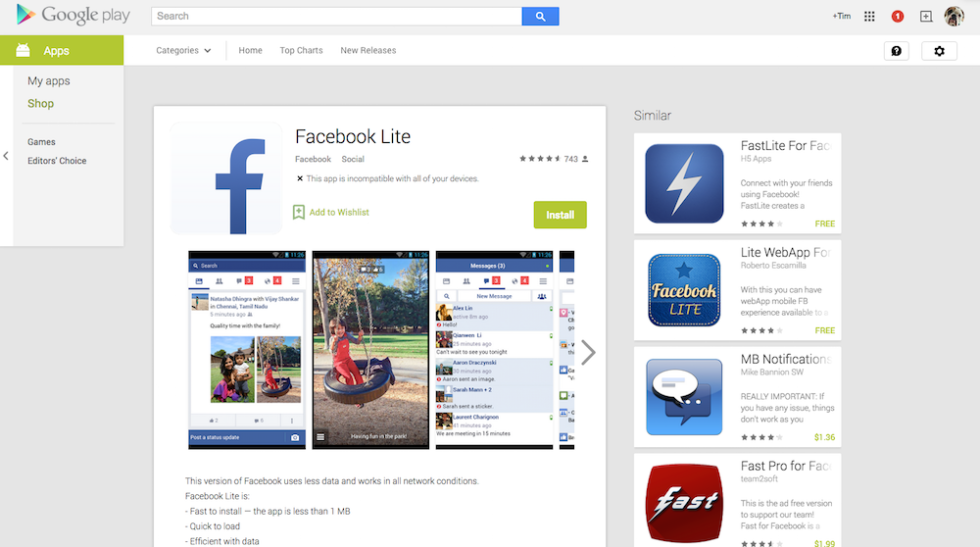 Facebook Launches Facebook Lite App, Not Made for Americans