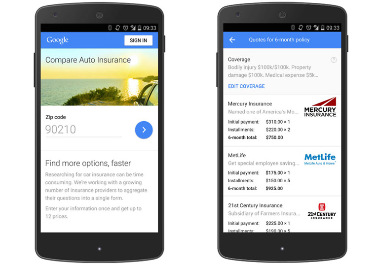 Google Introduces Car Insurance Comparison Tool