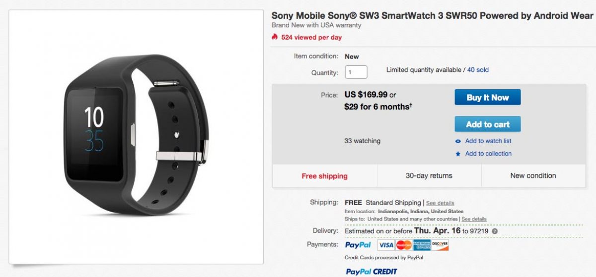 sony smartwatch ebay