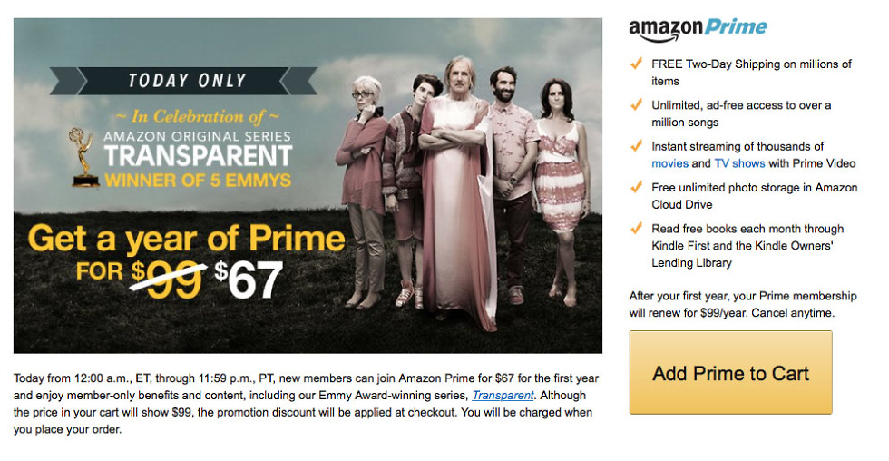DEAL:  Prime Drops to $67 for 1-Day Only