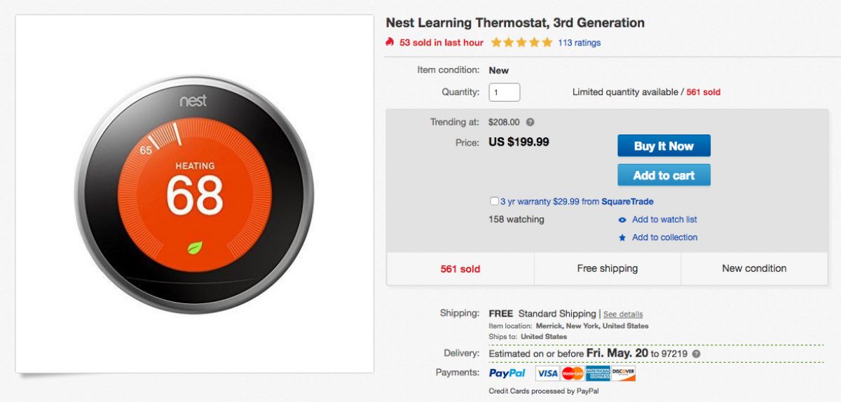 DEAL Nest Thermostat (3rd Gen) is 199 Today at eBay (50 Off)