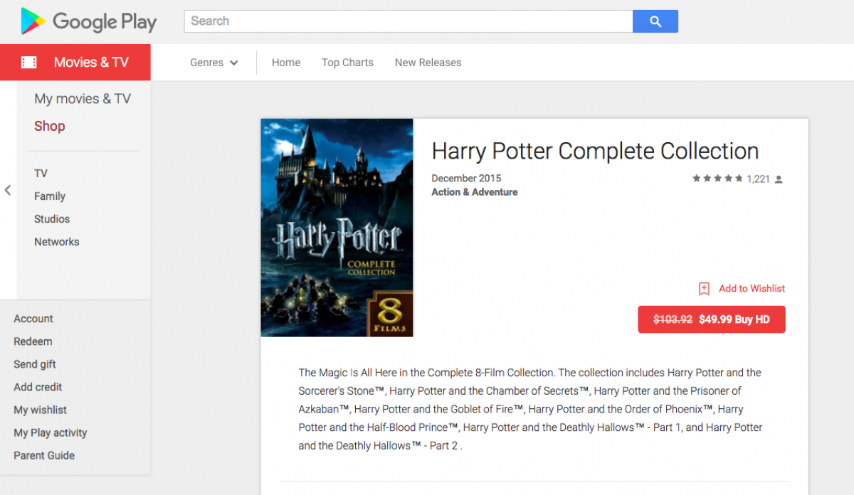 Deal: Entire Harry Potter Movie Collection for $50, Down From $103