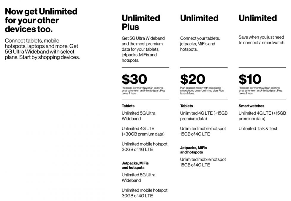 Verizon Adds Unlimited Plus Connected Plan For 30 With 5G