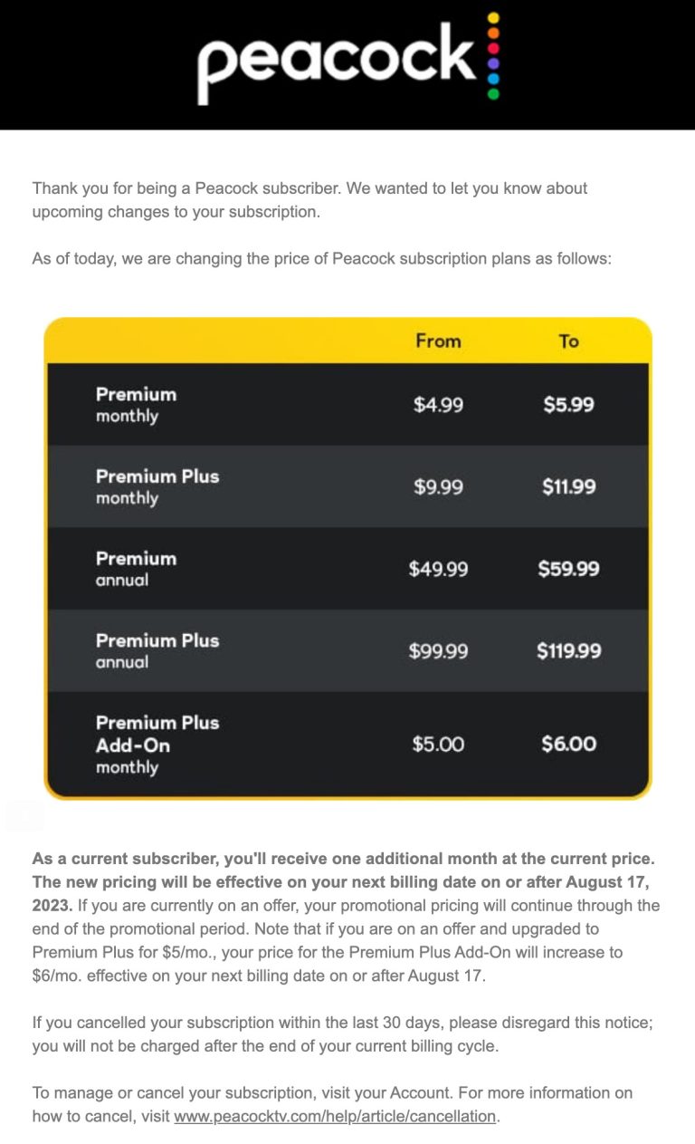 Peacock TV Price Increases See Your New Monthly Bill