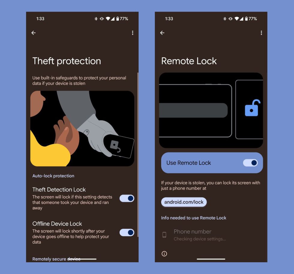 Android Theft Protection - Remote Lock