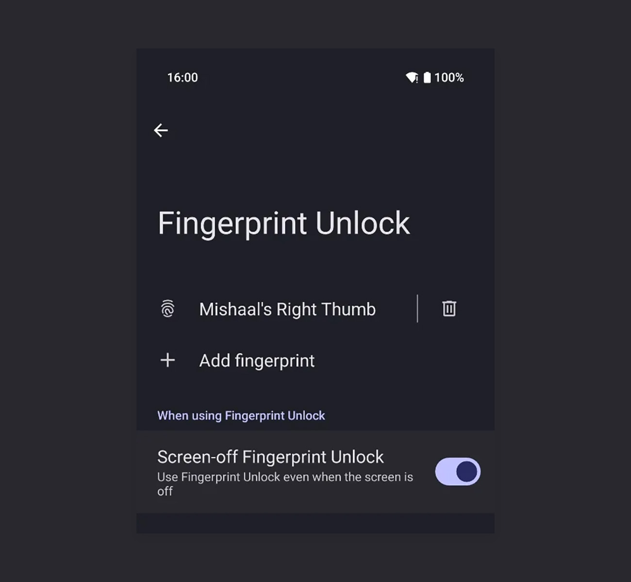 Android 16 - Fingerprint Unlock