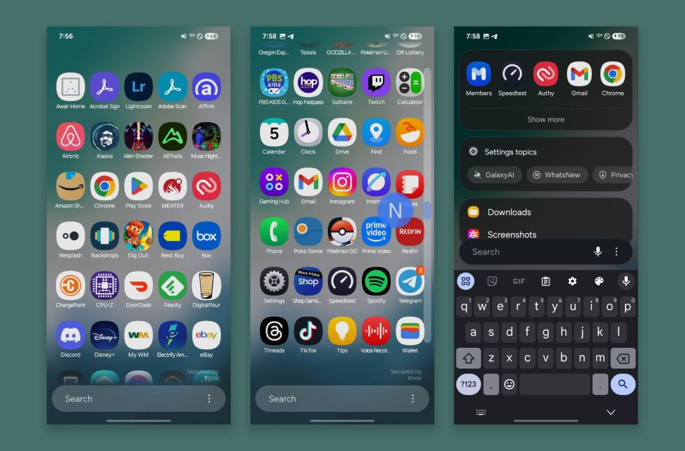 Samsung One UI 7 - Vertical App Drawer