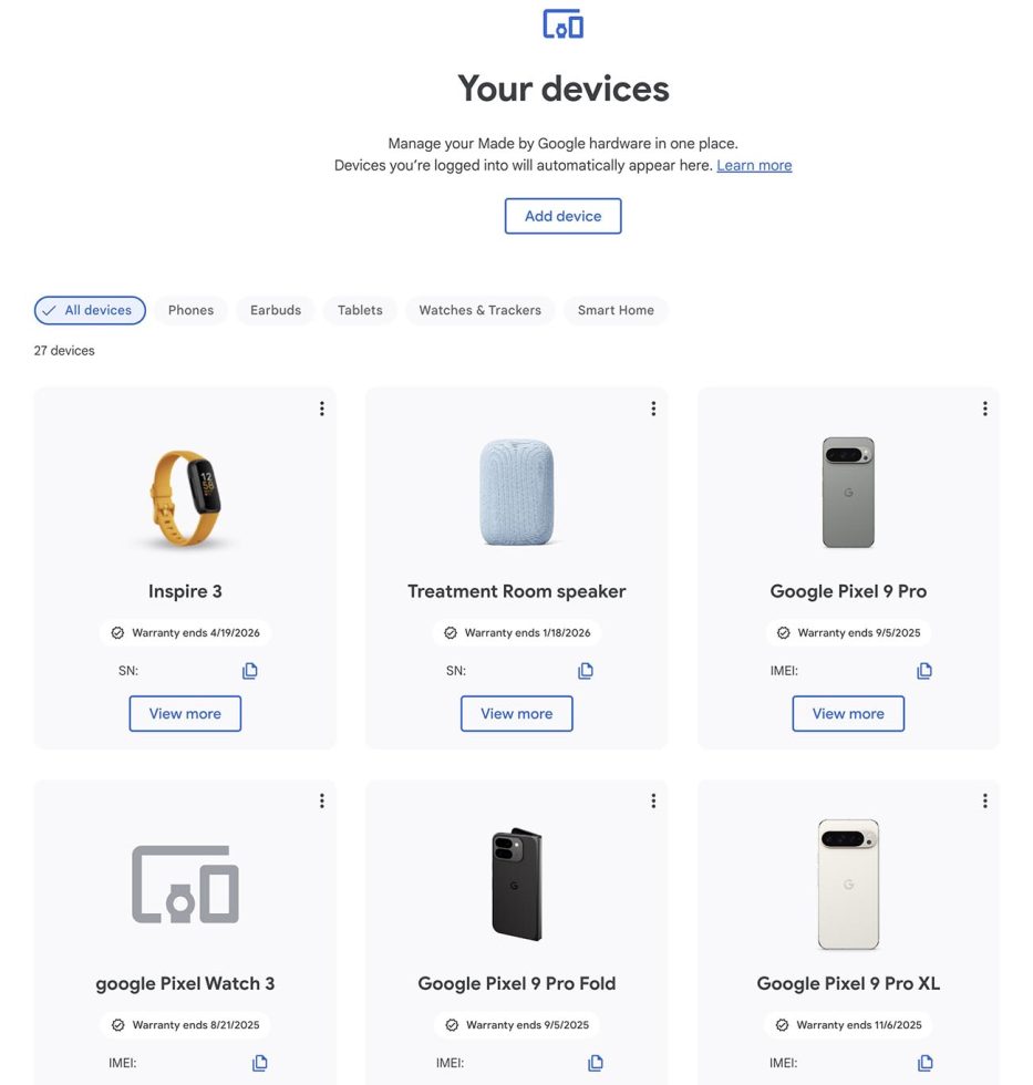 Google Store - Devices Page